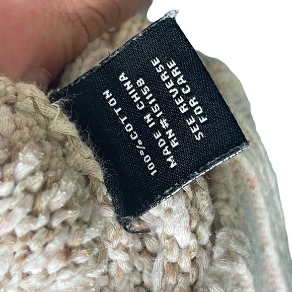 525 America Asymmetrical Neutral Colorblock Cotton Sweater Size Large - Picture 7 of 8